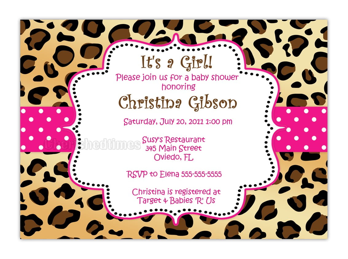 polka dots cheetah print baby shower invitations