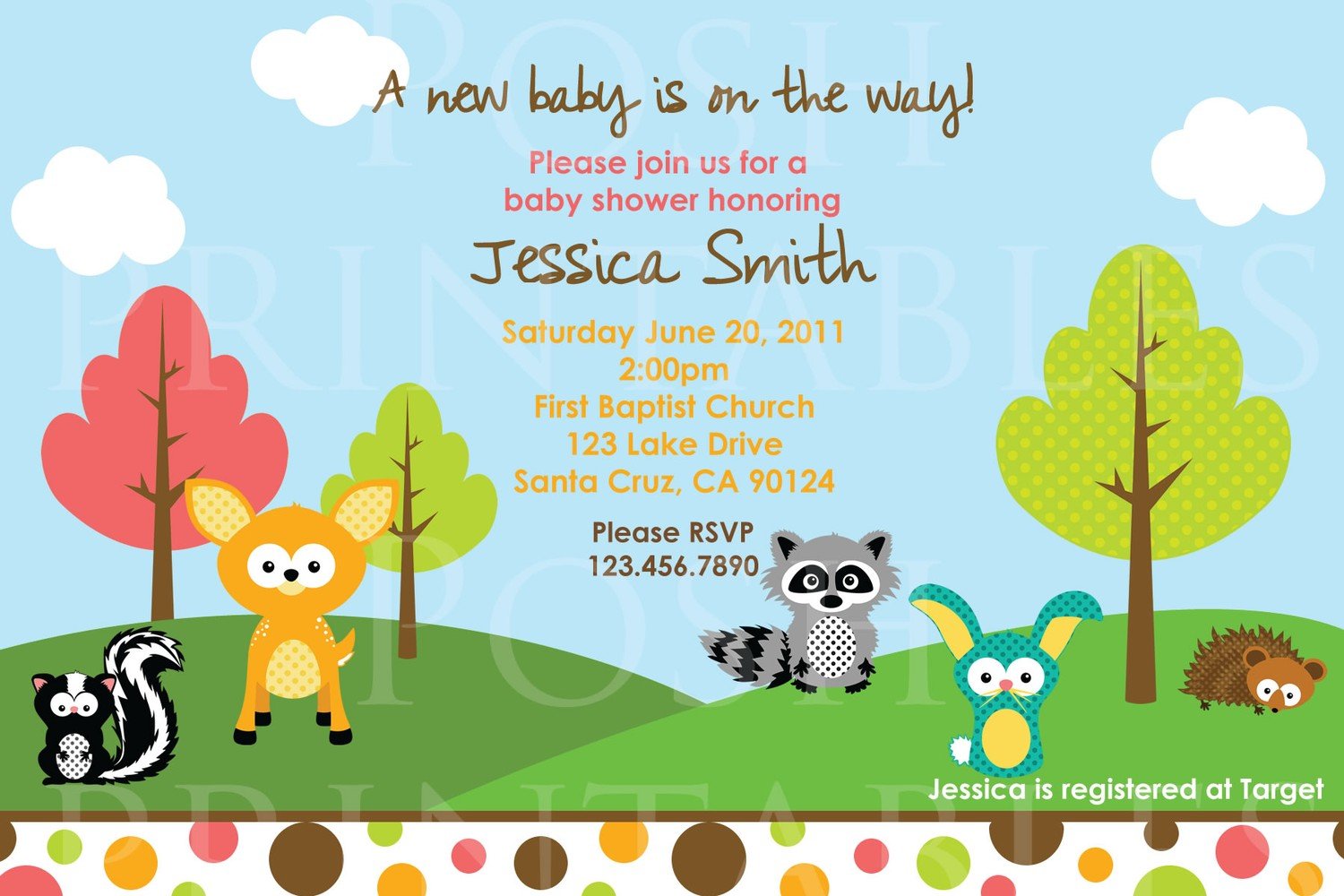 racoon animal baby shower invitations