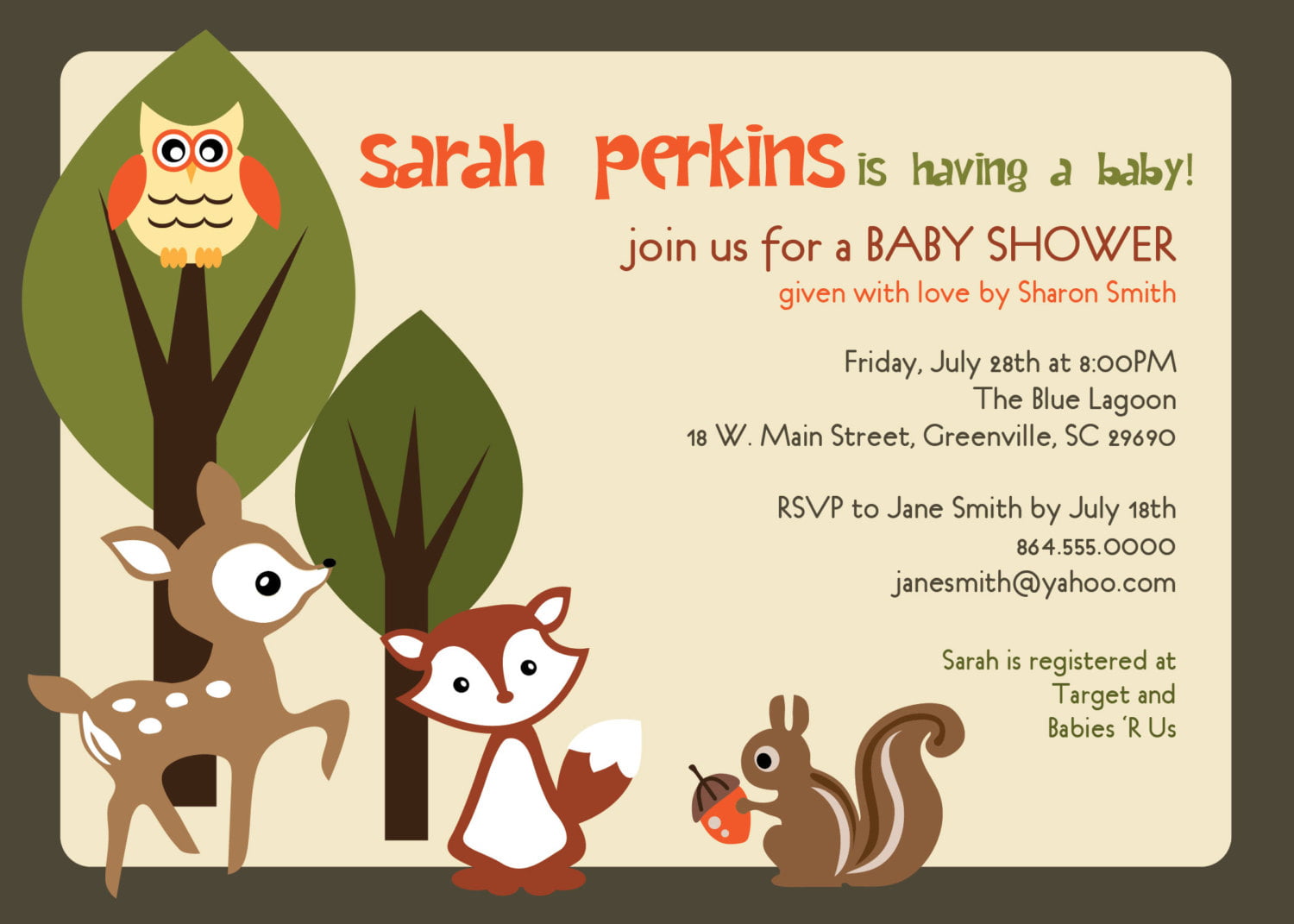 deer animal baby shower invitations