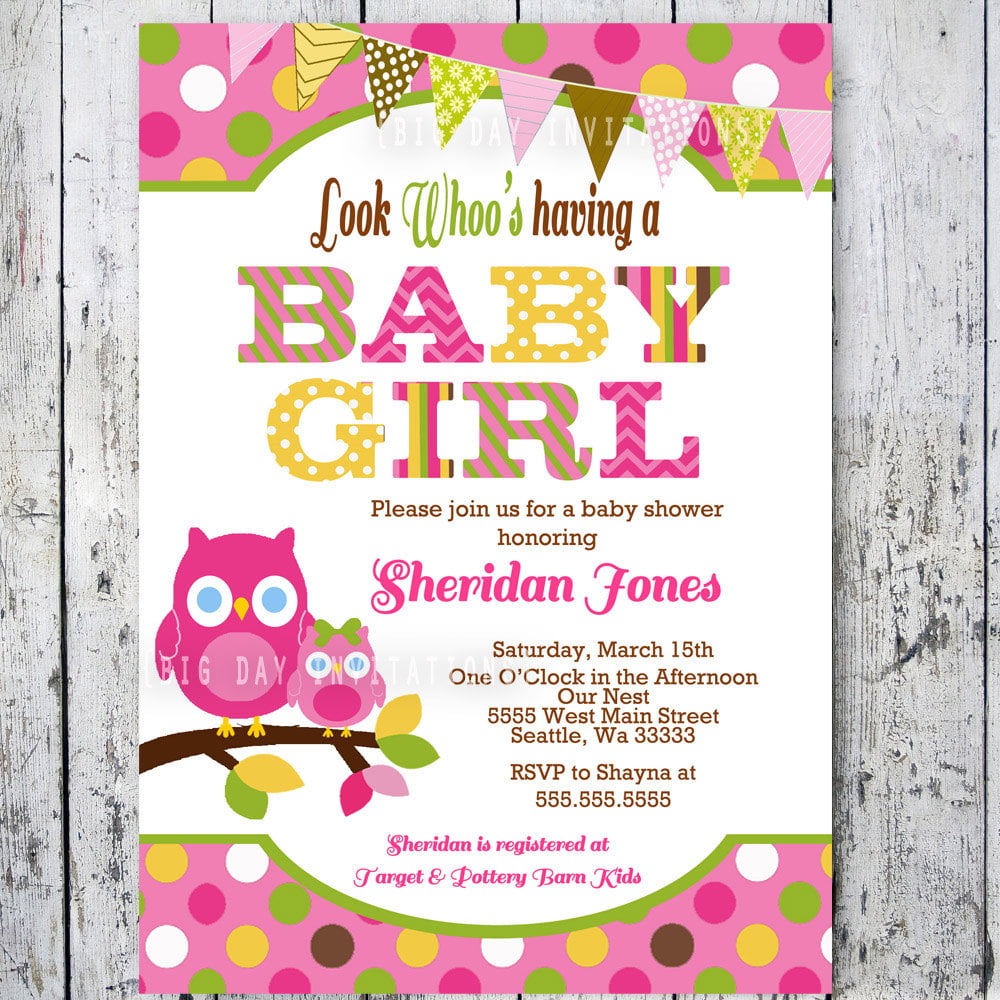 polka dots free printable owl baby shower invitations