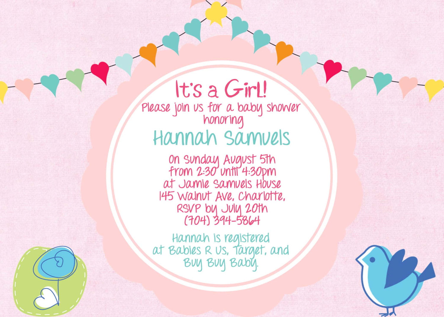 bird baby shower invitation wording for a girl