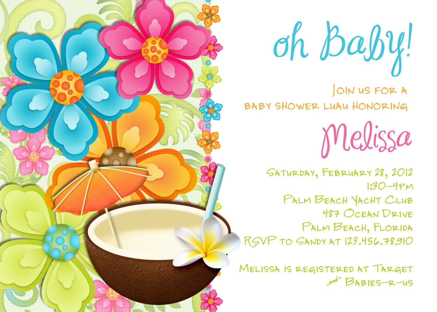 food luau baby shower invitations