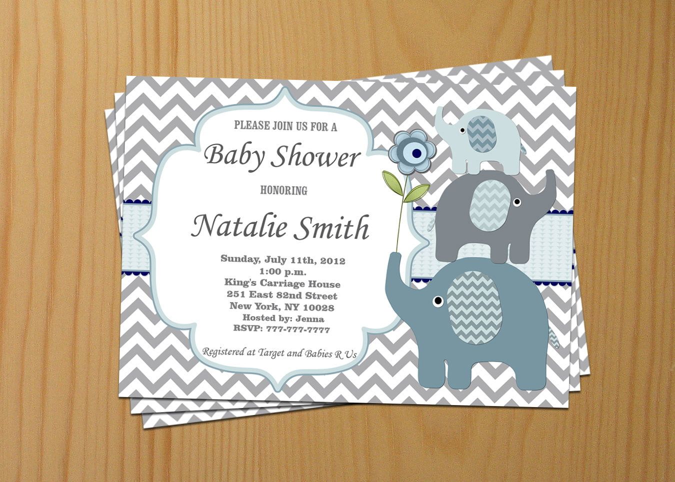 simple elephant baby shower invitations