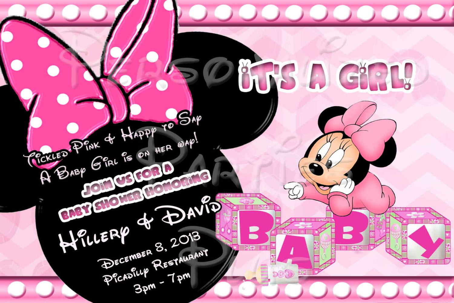 cute baby minnie mouse baby shower invitations