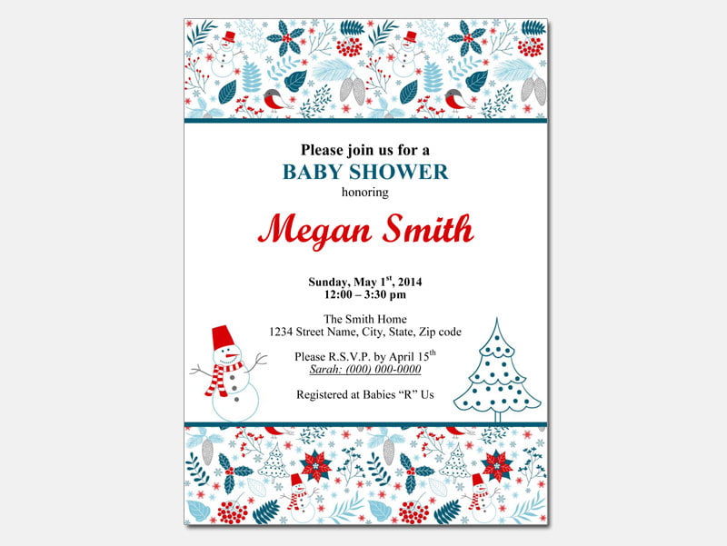 snowflakes free baby shower invitations templates for word