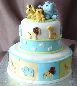 Jungle Animal Baby Shower Cake Decoration
