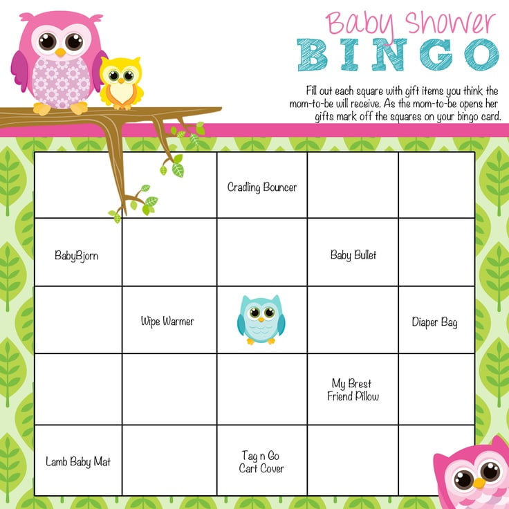 Owl Baby Shower Bingo Games Free Printable
