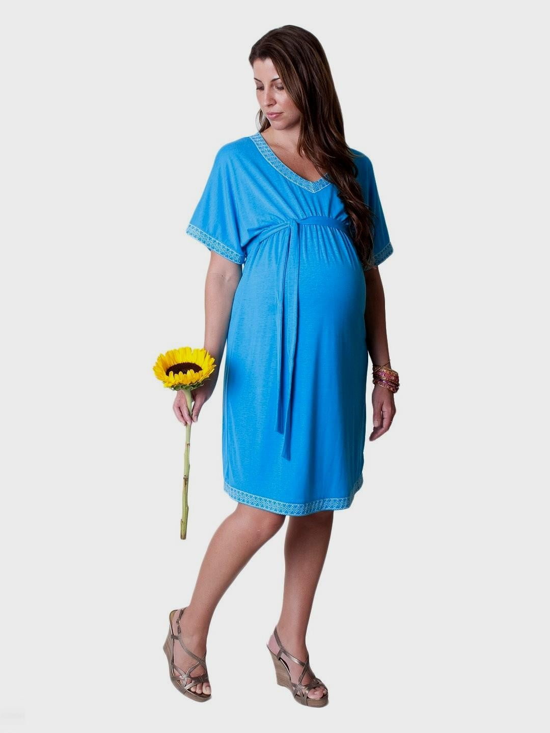 Aqua Blue Maternity Dress For Baby Shower