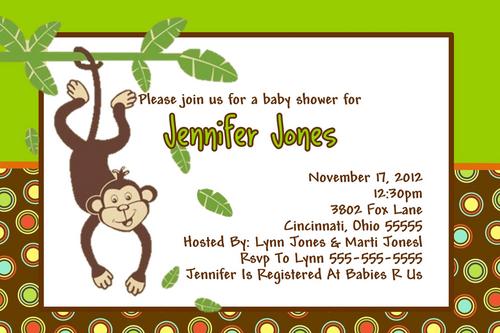 Baby Monkey Polka Dots Baby Shower Invitation Ideas