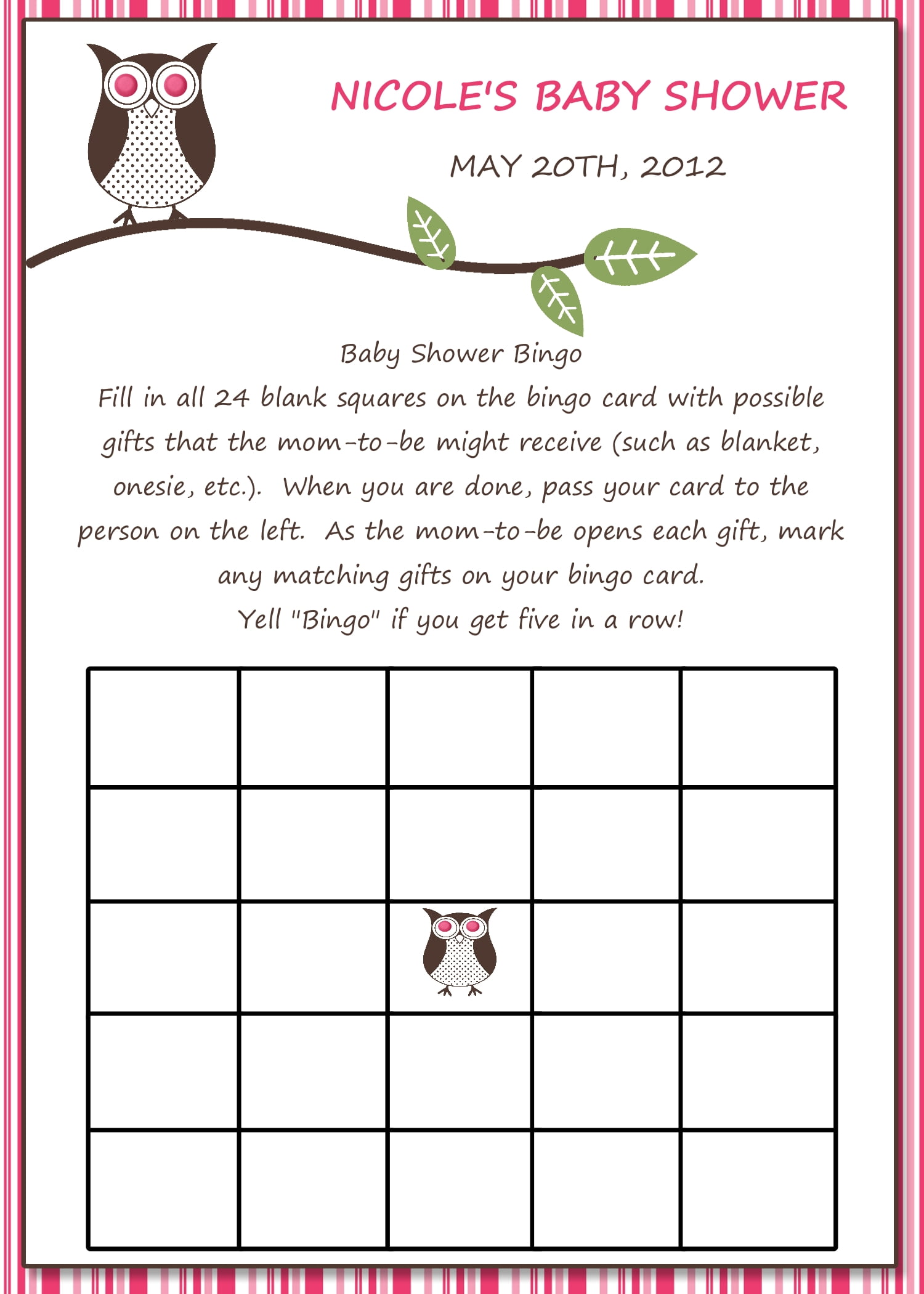 Baby Shower Bingo For Fun Activities At Baby Shower