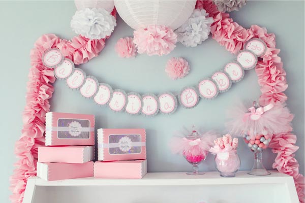 Elegant Pink Girl Baby Shower Decorations