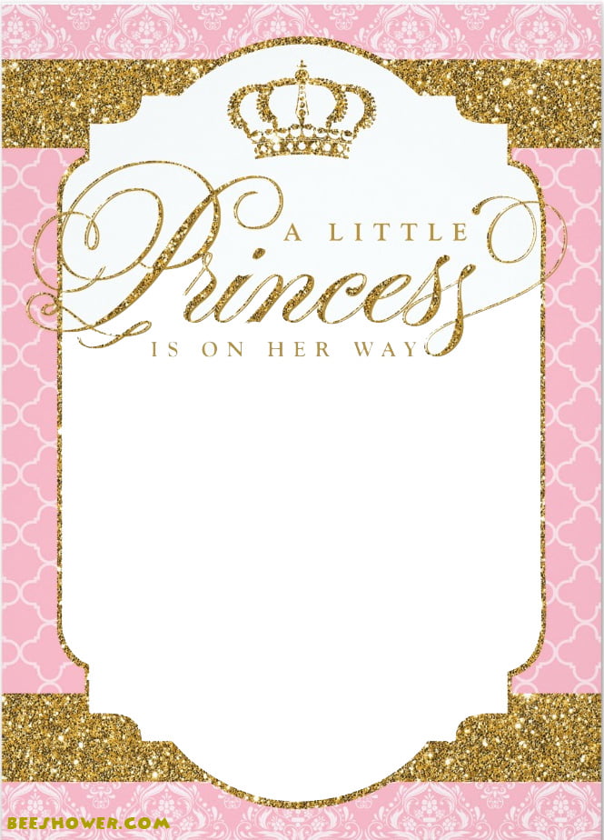 FREE Printable Glittering Queen Princess Baby Shower Invitation FREE 