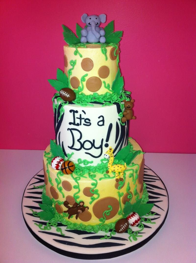 Jungle Theme Baby Shower Cake Decoration