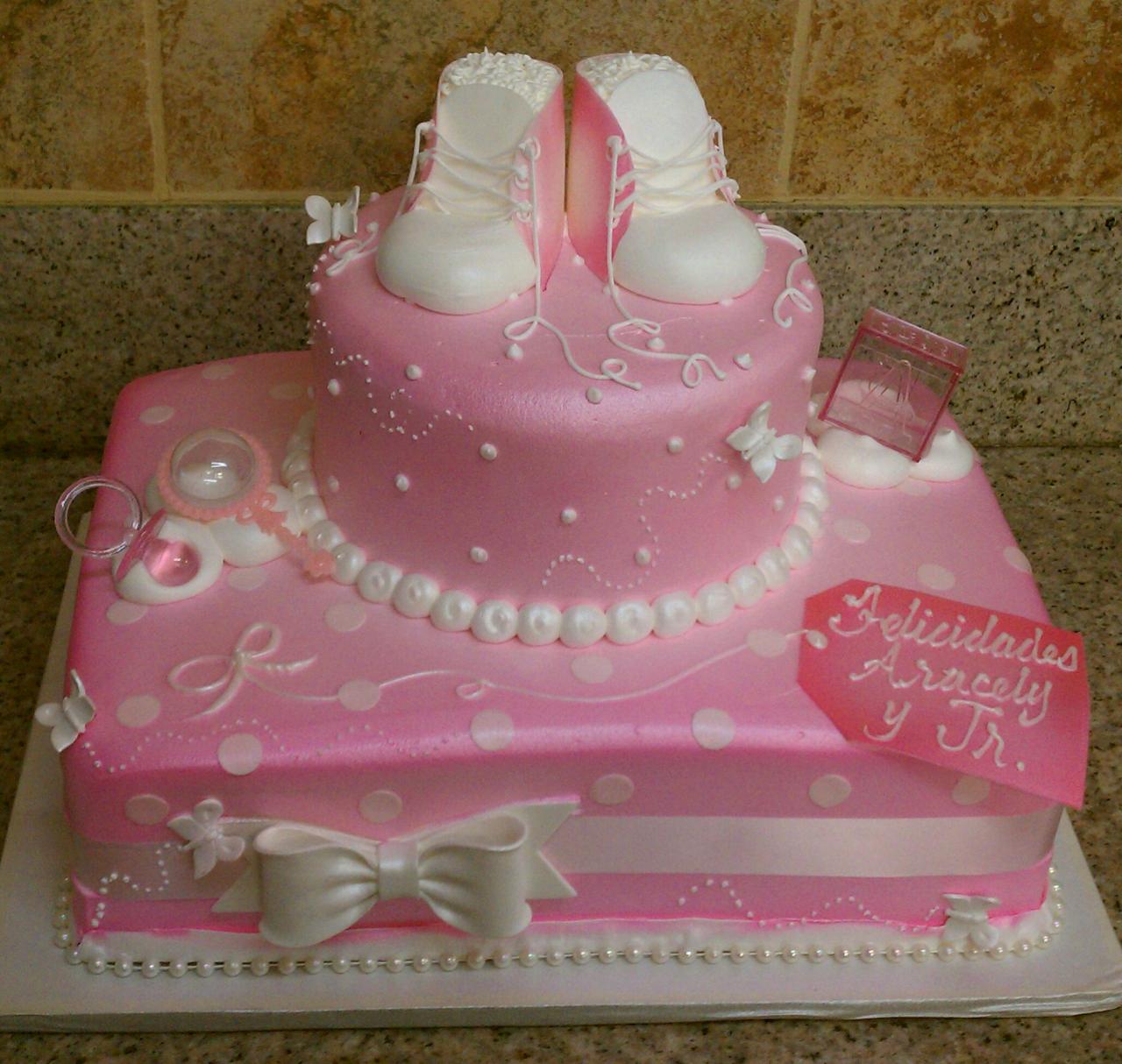 Pink And White Princess Baby Shower Cakes