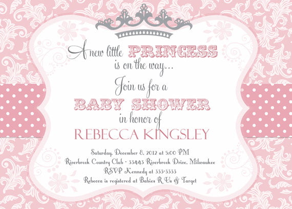 princess theme baby shower invitations