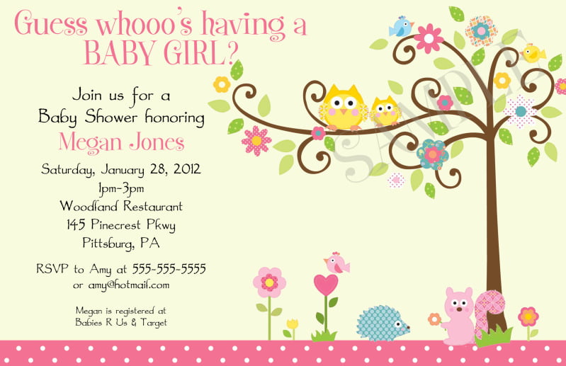 Pink Owl Baby Shower Invitation Templates