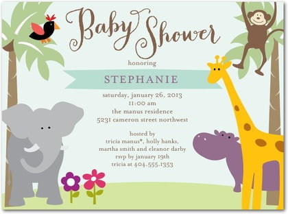 Safari Animal Baby Shower Invitation Ideas