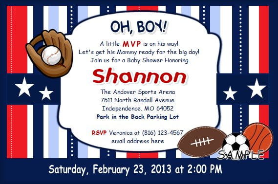 baseball themed baby shower invitations