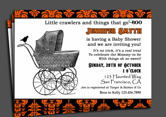 Vintage Carriage Halloween Baby Shower Invitation
