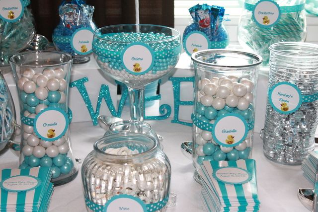 White And Blue Baby Shower Candy
