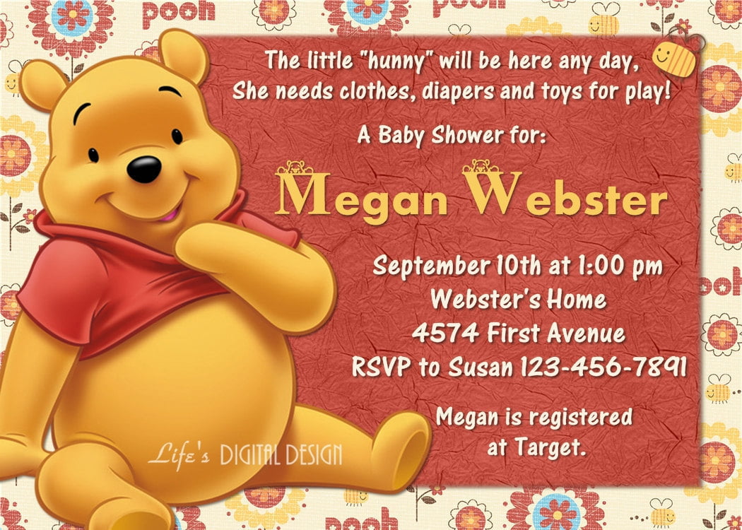 Winnie The Pooh Baby Shower Invitation Templates