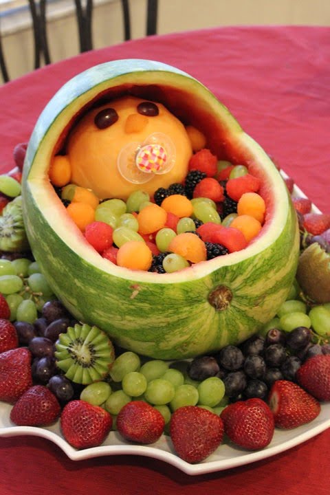 Baby Carriage Watermelon Fruit Bowl For Baby Shower