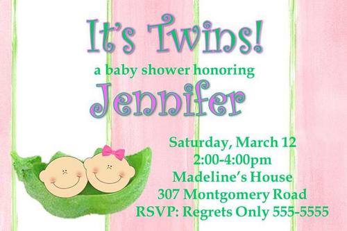 Baby On The Pod Baby Shower Invitations For Twins