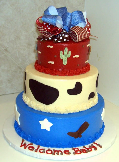 Cowboy And Cowgirl Baby Shower Cakes