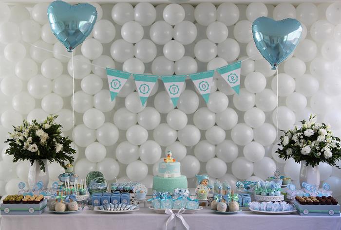 Floral Blue Baby Shower Decoration With Baloon