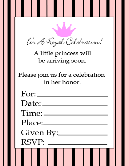 Free Pink Princeess Baby Shower Invitations
