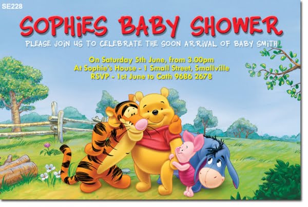 Free Printable Classic Pooh And Friends Baby Shower Invitations