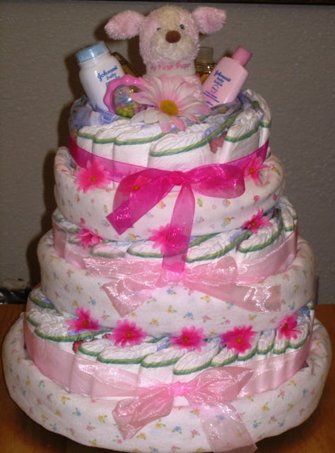 Girl Baby Shower Diaper Cakes Decoration Ideas