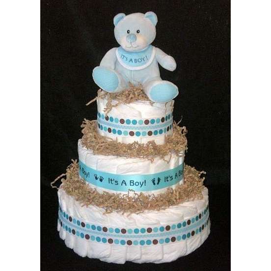 Little Bear Baby Shower Diapers Cake For Boys