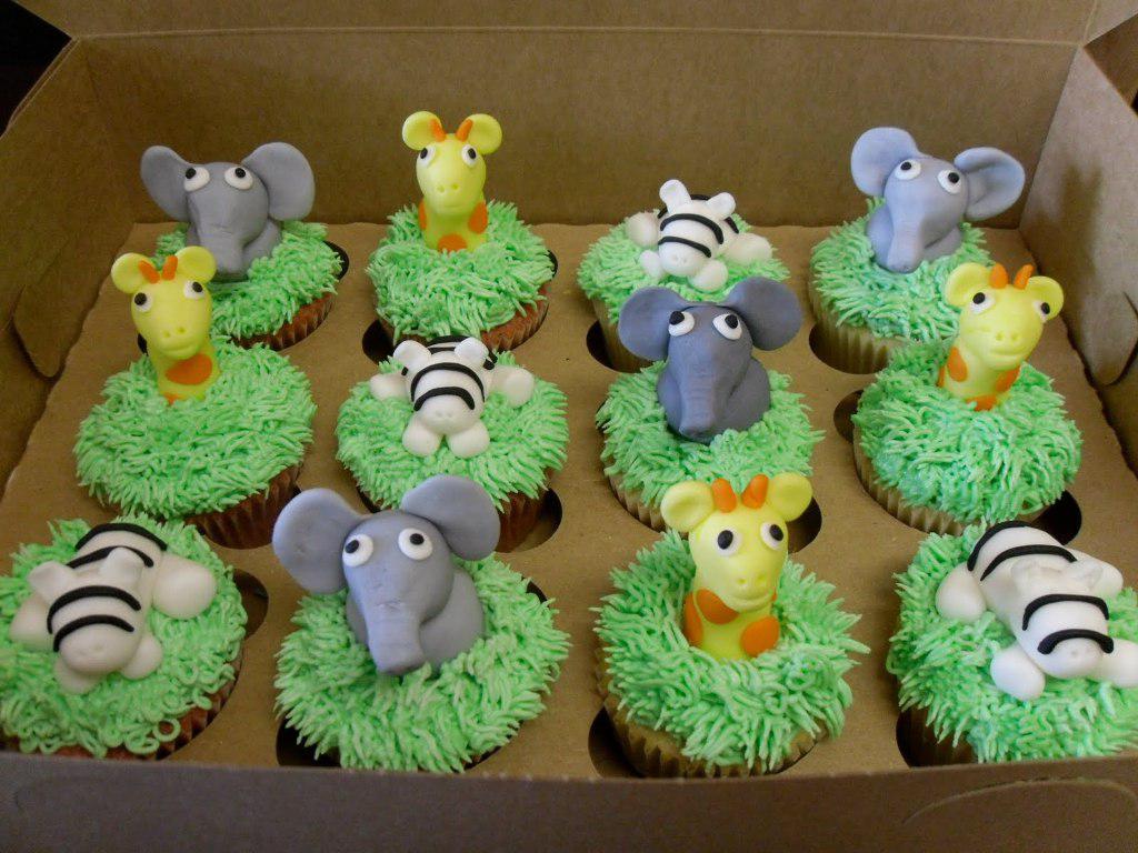 Personalized Safari Themed Baby Shower Cupcakes Decoration