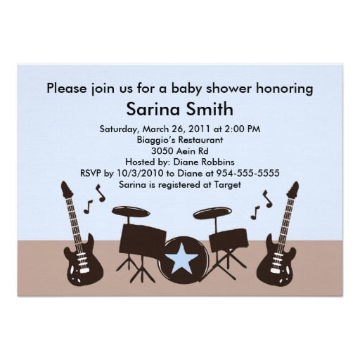Rock n Roll Musical Theme Baby Shower Invitation