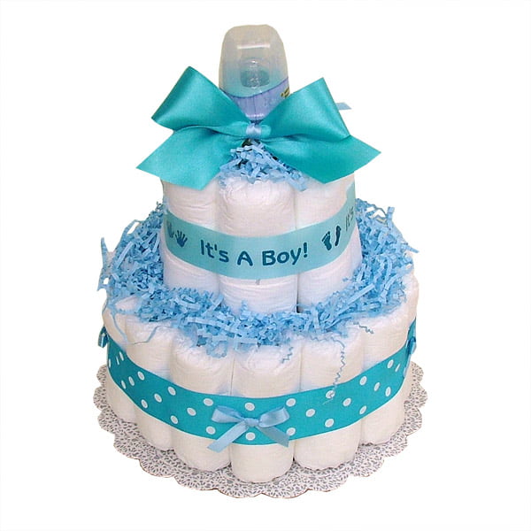 Simple And Elegant Baby Shower Diaper Cakes For Boys