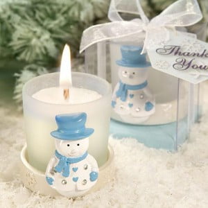 Snowman Candle For Winter Baby Shower Favors