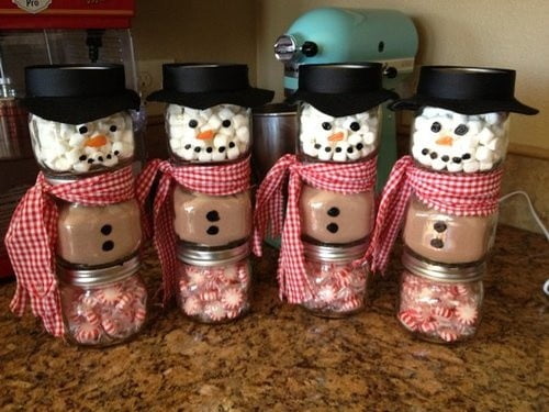 Snowman Food Jars For Winter Baby Shower Favors
