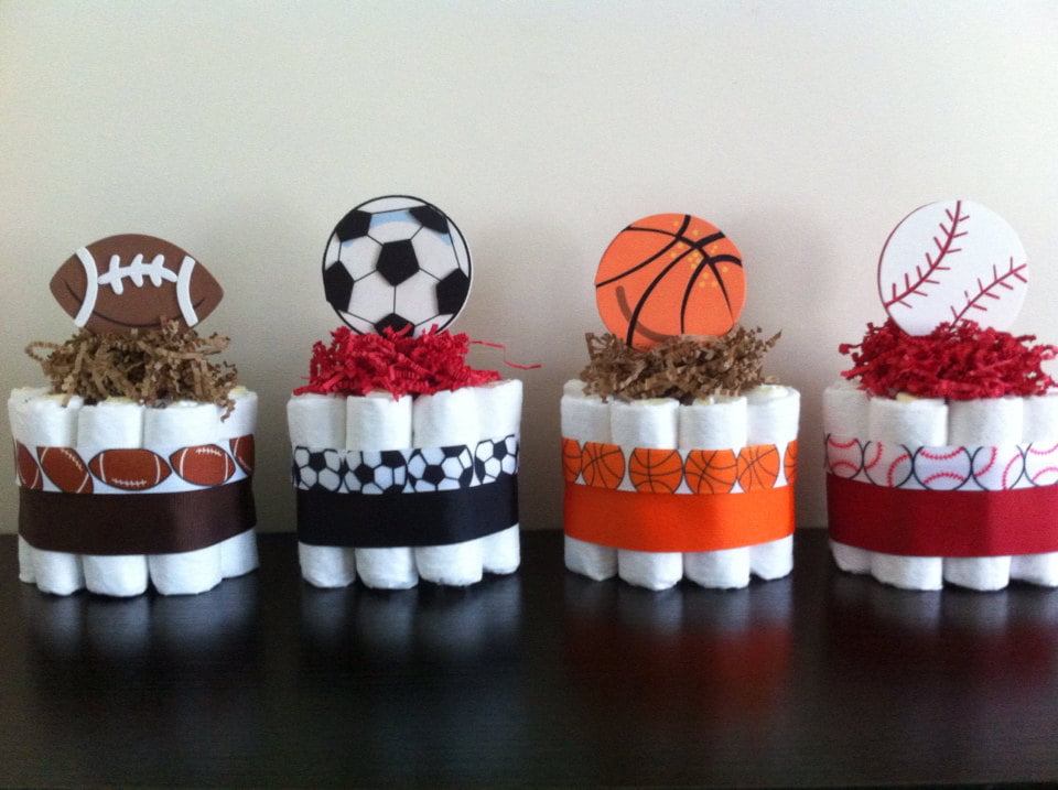 Sports Themed Baby Shower Diapers Cake