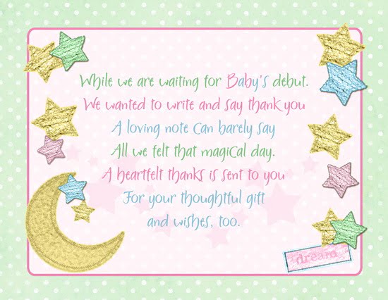 Star And Moon Thank You Note For Baby Shower