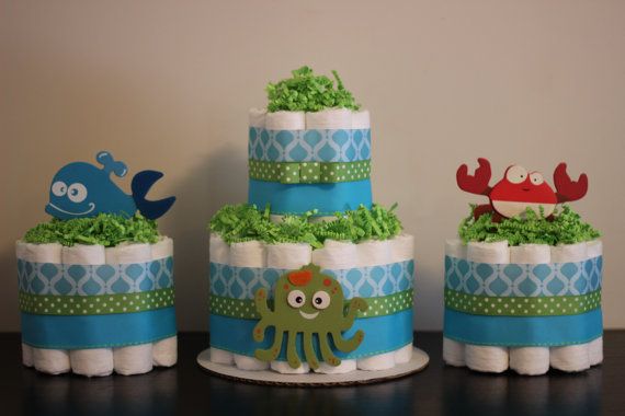 Under The Sea Gender Neutral Baby Shower Diapers Cake