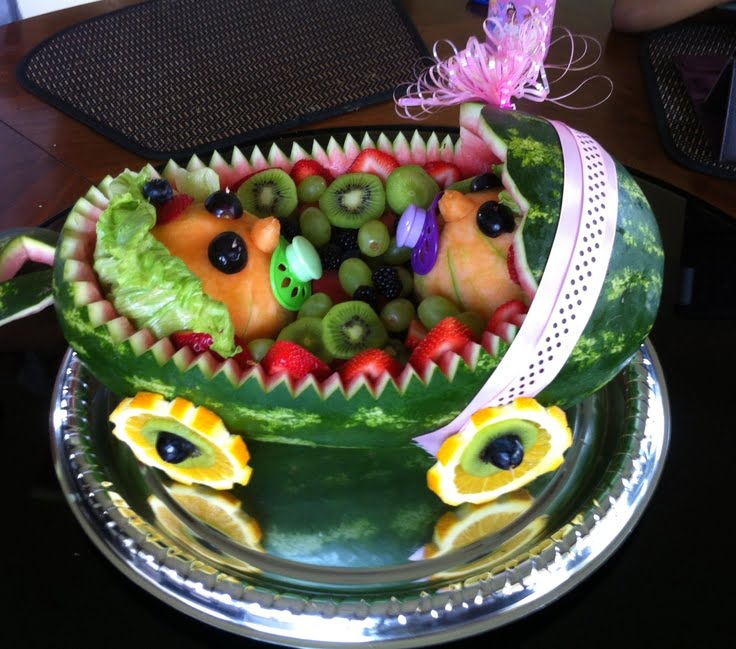 Watermelon Fruit Bowl For Twin Baby Shower