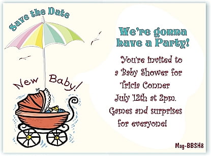 Baby Carriage Themed Save The Date Baby shower Ideas