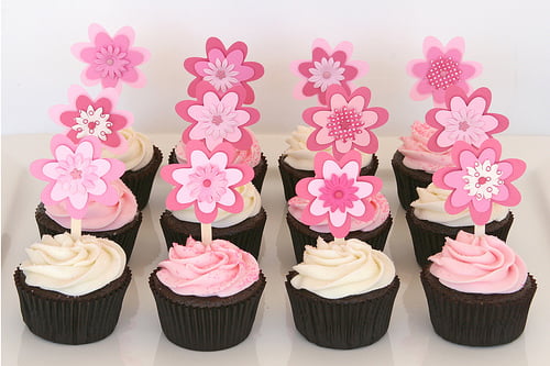Flower Themed Baby Shower Cupcake Decoration
