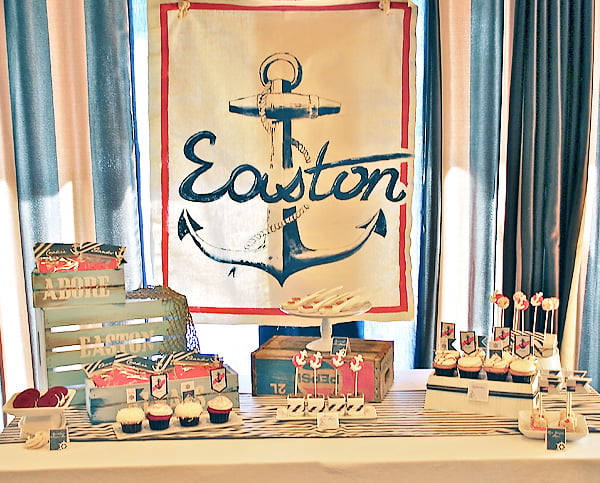 Vintage Nautical Themed Baby Shower Table Decoration For Boys