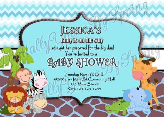 animal safari themed baby shower invitations