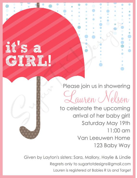 umbrella baby shoer invitation wording for a girl