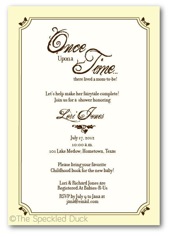scripted font once upon a time baby shower invitations
