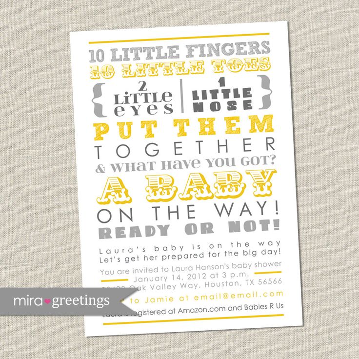 font color yellow and gray baby shower invitations