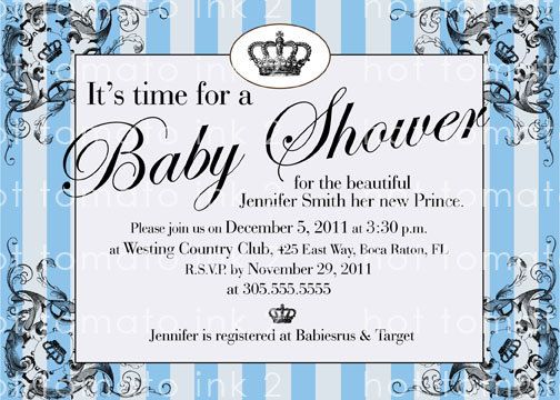 damask royal prince baby shower invitations